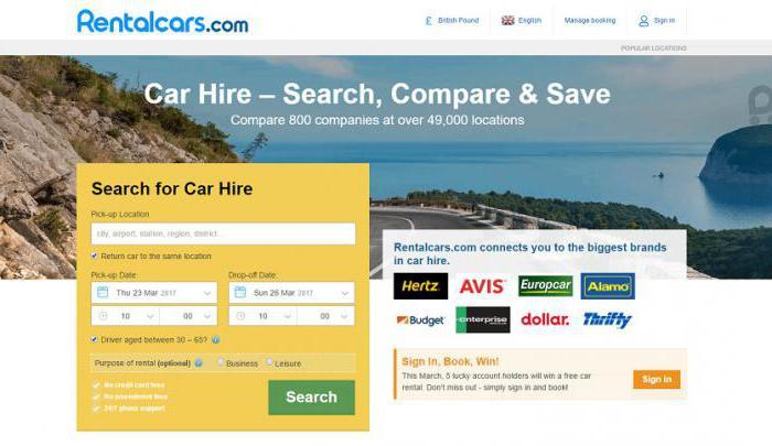 Rentalcars.com: отзывы. Онлайн-сервис по прокату автомобилей