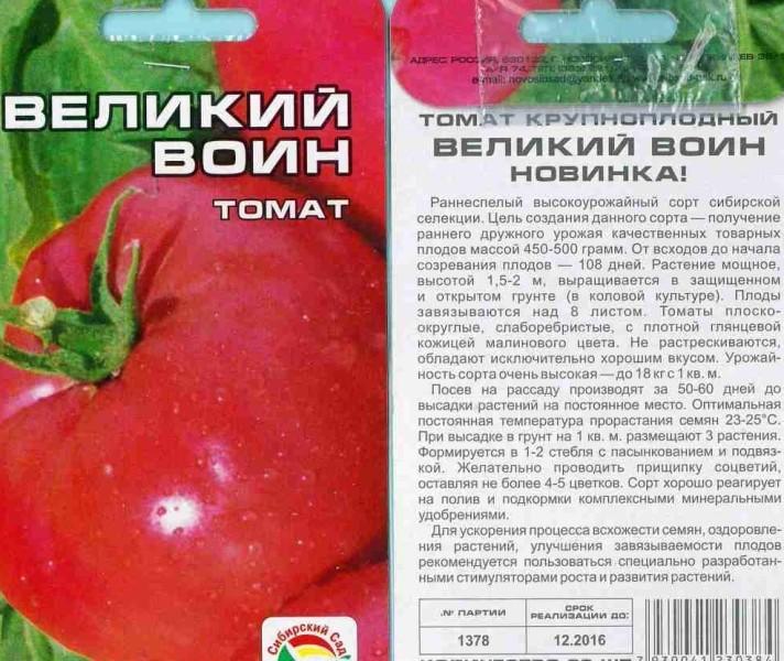 Томат «великий воин»: описание, характеристика, отзывы